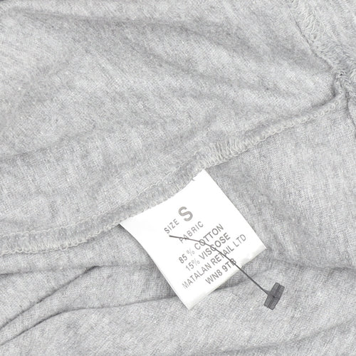 Easy Mens Grey Long Sleeve Graphic Crew Neck Cotton Top Size S
