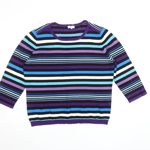 CC Women’s Multicoloured Striped Crew Neck Pullover Jumper XL
