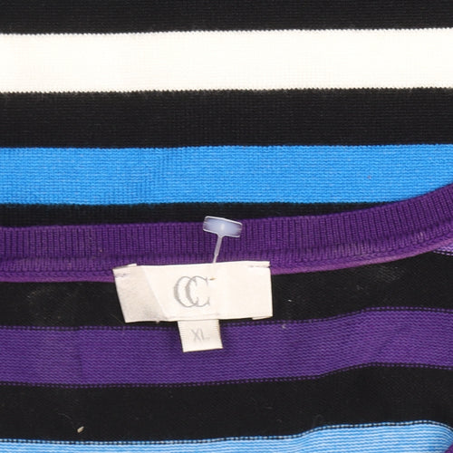 CC Women’s Multicoloured Striped Crew Neck Pullover Jumper XL