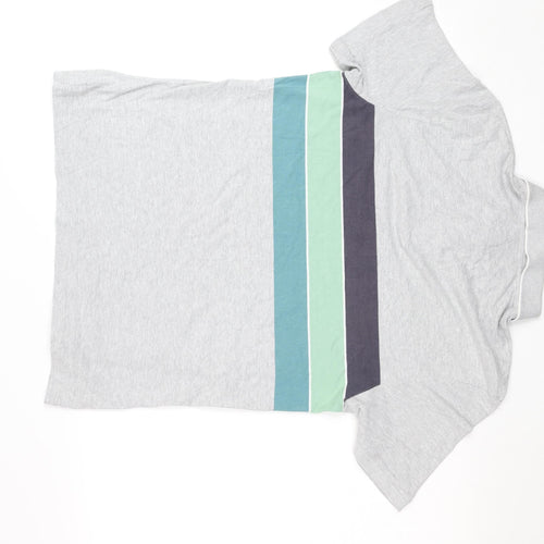 F&F Mens Grey Colourblock Cotton Blend Polo Shirt Size L