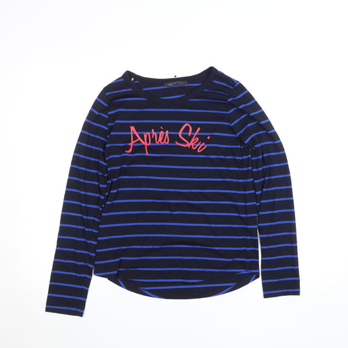 Marks and Spencer Women’s Blue Striped Long Sleeve T-Shirt Size 8