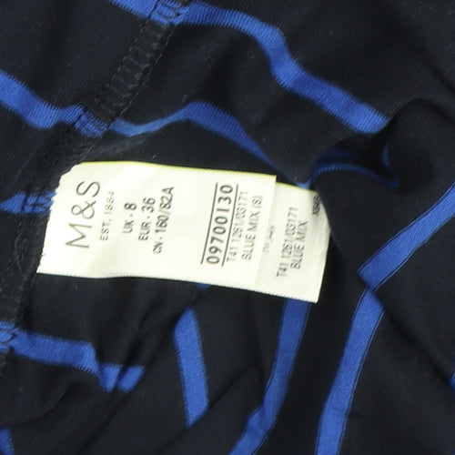 Marks and Spencer Women’s Blue Striped Long Sleeve T-Shirt Size 8
