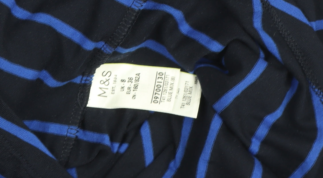 Marks and Spencer Women’s Blue Striped Long Sleeve T-Shirt Size 8