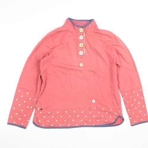 Colours by Alice Women’s Pink Polka Dot Henley Sweatshirt Size 14 Cotton