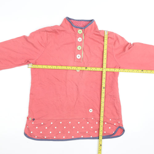 Colours by Alice Women’s Pink Polka Dot Henley Sweatshirt Size 14 Cotton