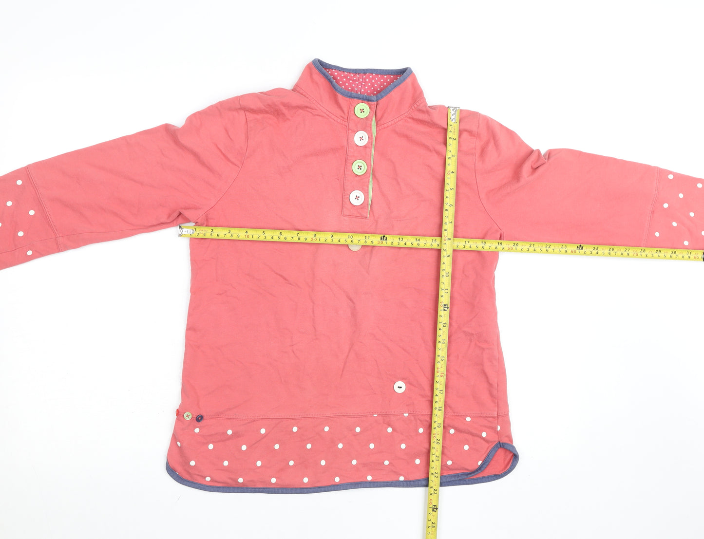 Colours by Alice Women’s Pink Polka Dot Henley Sweatshirt Size 14 Cotton