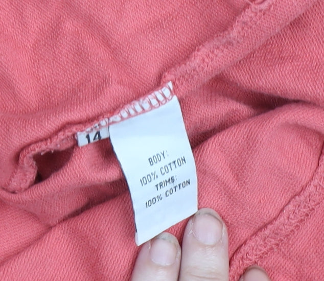 Colours by Alice Women’s Pink Polka Dot Henley Sweatshirt Size 14 Cotton