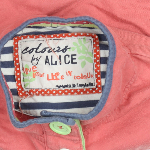 Colours by Alice Women’s Pink Polka Dot Henley Sweatshirt Size 14 Cotton