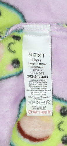 Next Girls Purple Avocado Fleece Hooded Onesie 10 Years Zip Front Nightwear