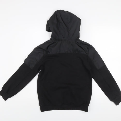Primark Boys Black 10-11 Years Pullover Hoodie with Zip Pocket