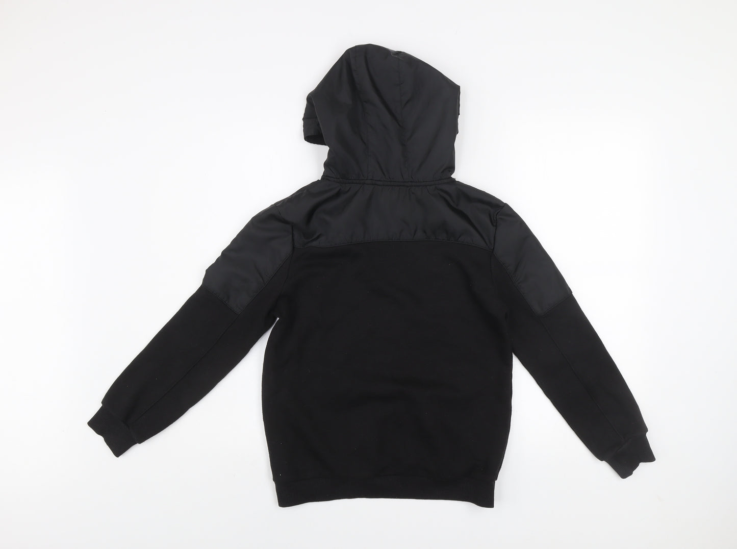 Primark Boys Black 10-11 Years Pullover Hoodie with Zip Pocket