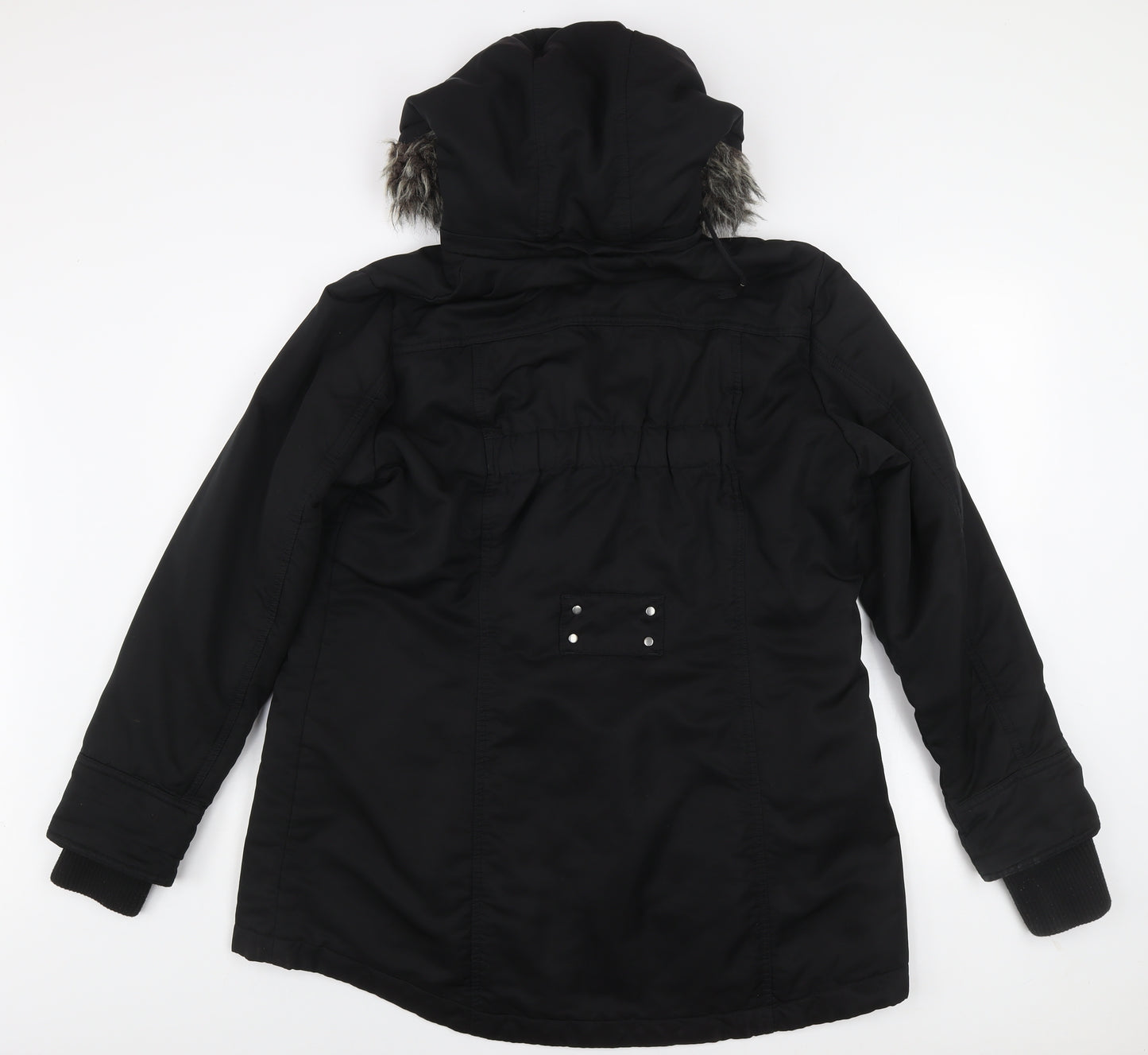 Next Women's Black Parka Coat Size 18 Faux Fur Hooded Winter Jacket