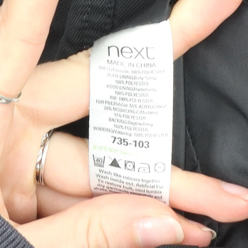 Next Women's Black Parka Coat Size 18 Faux Fur Hooded Winter Jacket