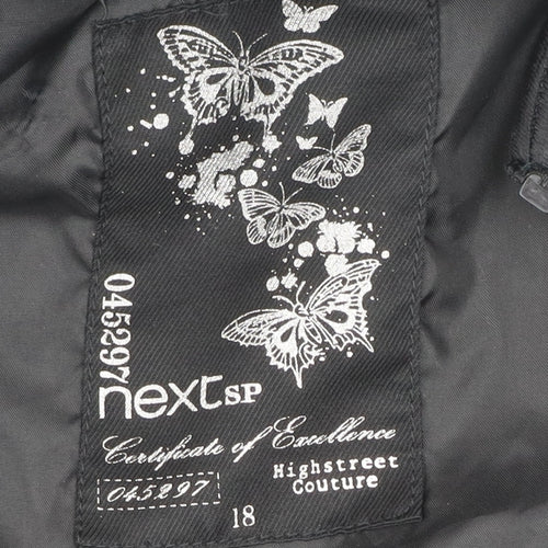 Next Women's Black Parka Coat Size 18 Faux Fur Hooded Winter Jacket