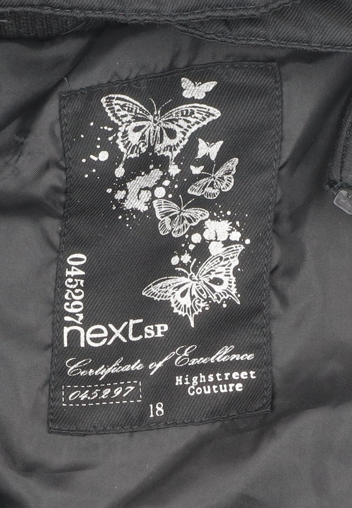 Next Women's Black Parka Coat Size 18 Faux Fur Hooded Winter Jacket