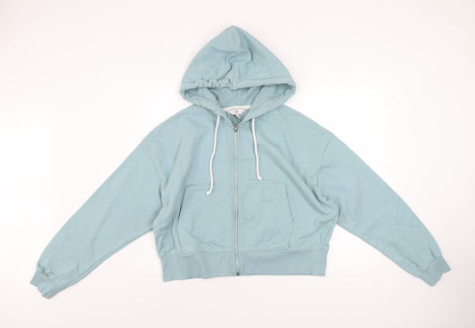 Marks and Spencer Womens Blue Cropped Zip Hoodie Jacket Size M