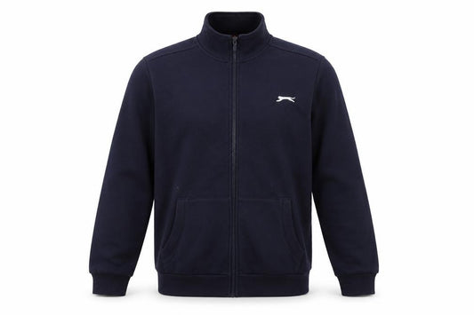 Front view of Slazenger Men's Navy Blue Medium Track Jacket Full Zip Activewear