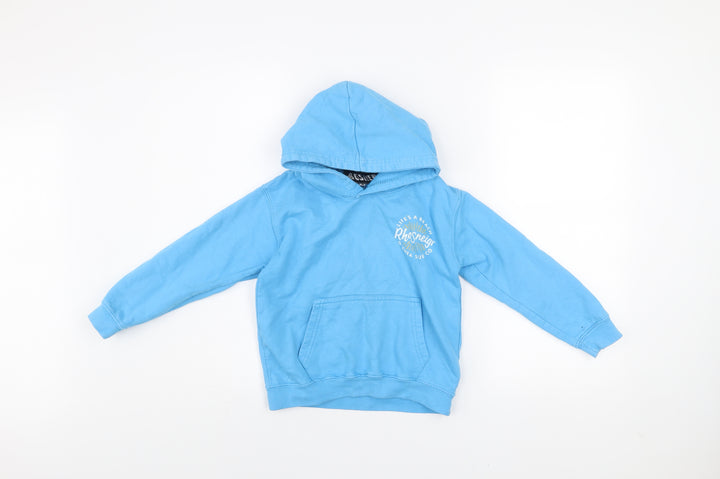 O'Shea Boys Blue Pullover Hoodie M Graphic Surf Logo Cotton Blend