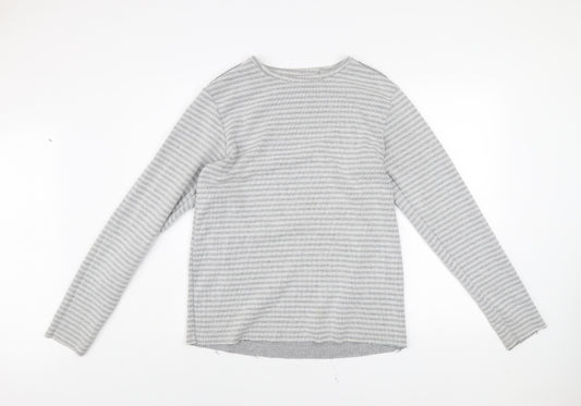 98-86 Men's Grey Striped Pullover Sweatshirt Size M Regular Fit