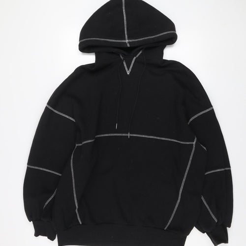 Missguided Women’s Black UK 8 Pullover Hoodie with Contrast Stitching