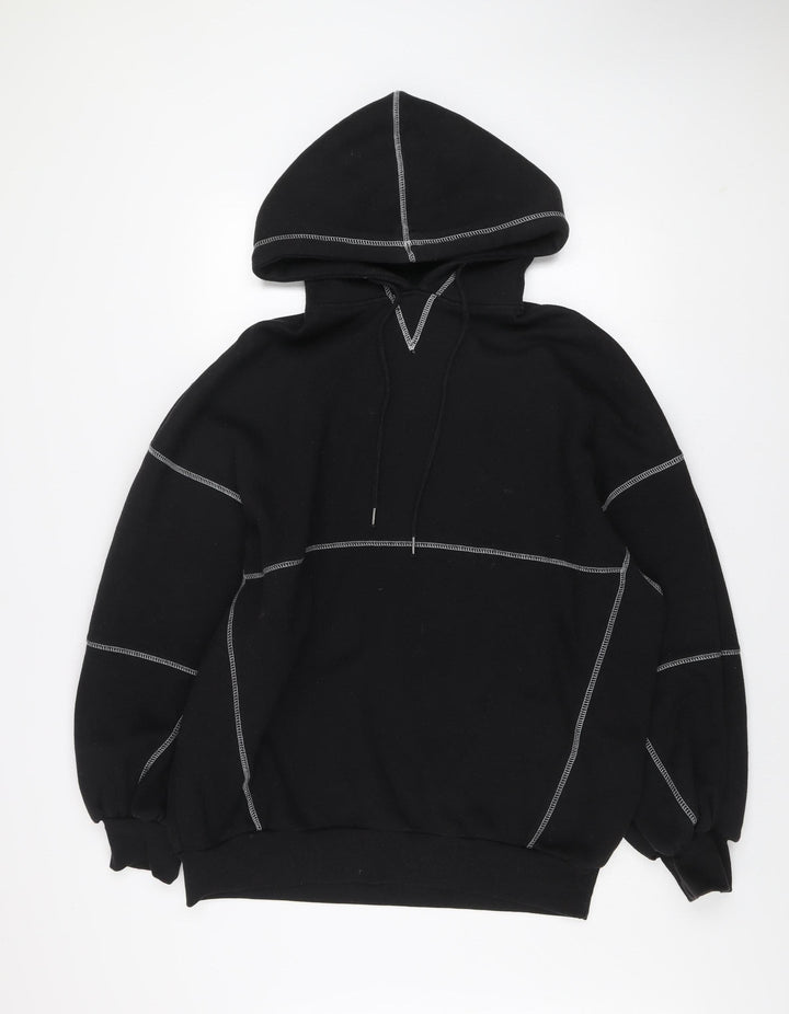 Missguided Women’s Black UK 8 Pullover Hoodie with Contrast Stitching