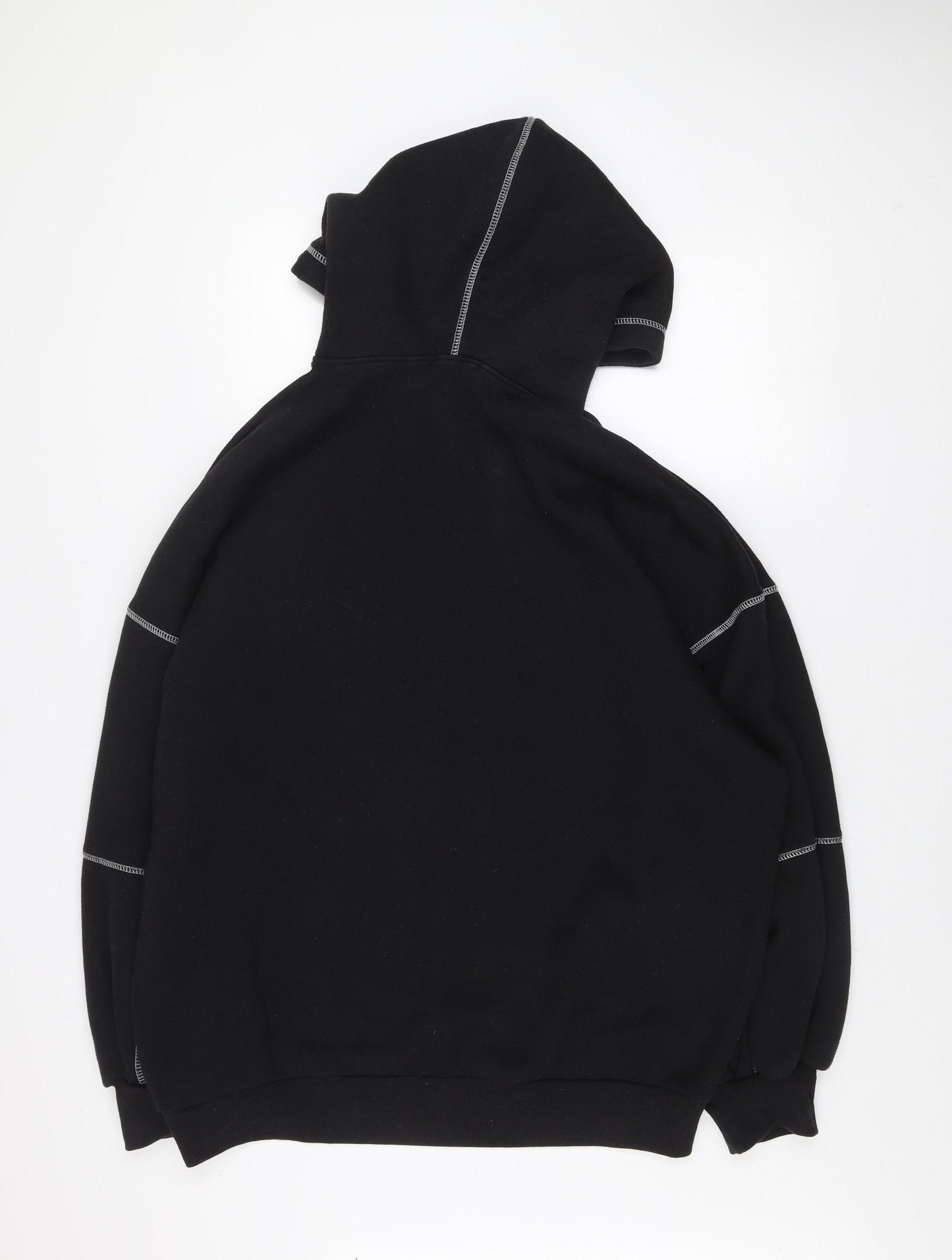 Missguided Women’s Black UK 8 Pullover Hoodie with Contrast Stitching