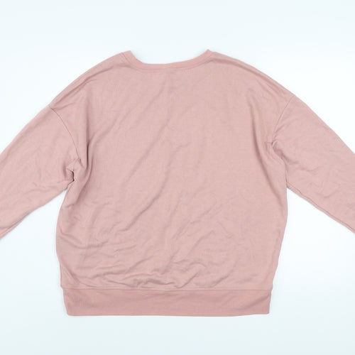 H&M Women Pink Crew Neck Pullover Sweatshirt Size 12 Polyester Viscose