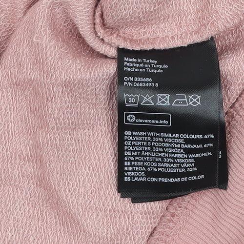 H&M Women Pink Crew Neck Pullover Sweatshirt Size 12 Polyester Viscose