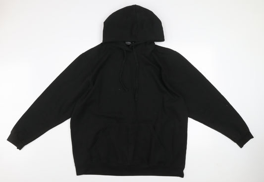BoohooMAN Mens Black 2XL Pullover Hoodie with Graphic Print