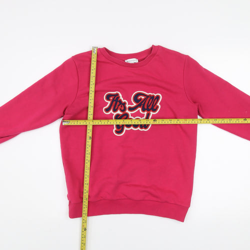 Warehouse Womens Pink Graphic Pullover Sweatshirt XS Cotton Blend