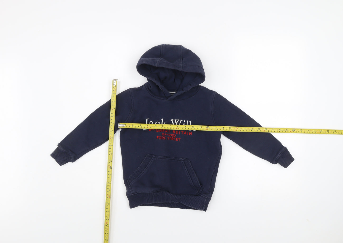 Jack Wills Boys Blue Pullover Hoodie 5-6 Years Embroidered Logo Fleece