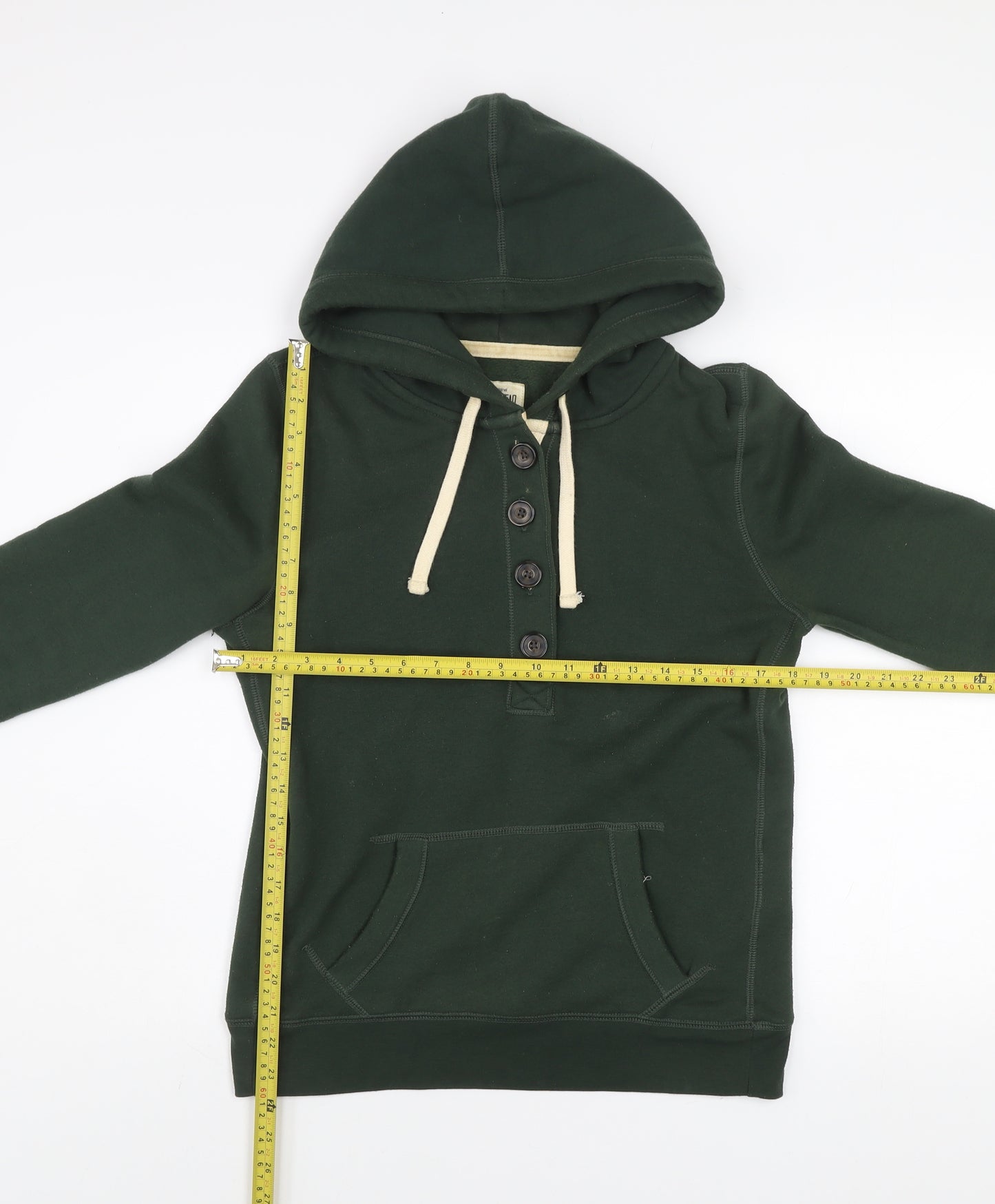 Clockhouse Men's Green Henley Hoodie Size S Casual Fleece Sweatshirt