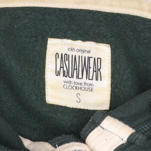 Clockhouse Men's Green Henley Hoodie Size S Casual Fleece Sweatshirt