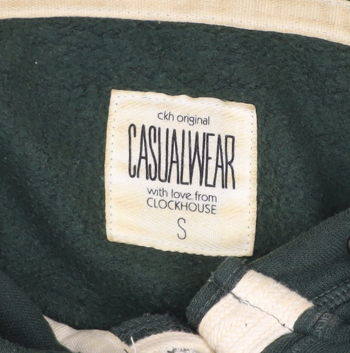 Clockhouse Men's Green Henley Hoodie Size S Casual Fleece Sweatshirt