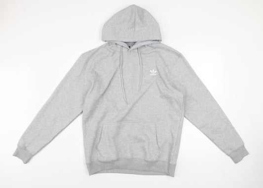 Adidas Men's Grey Pullover Hoodie Size L Classic Logo Casual