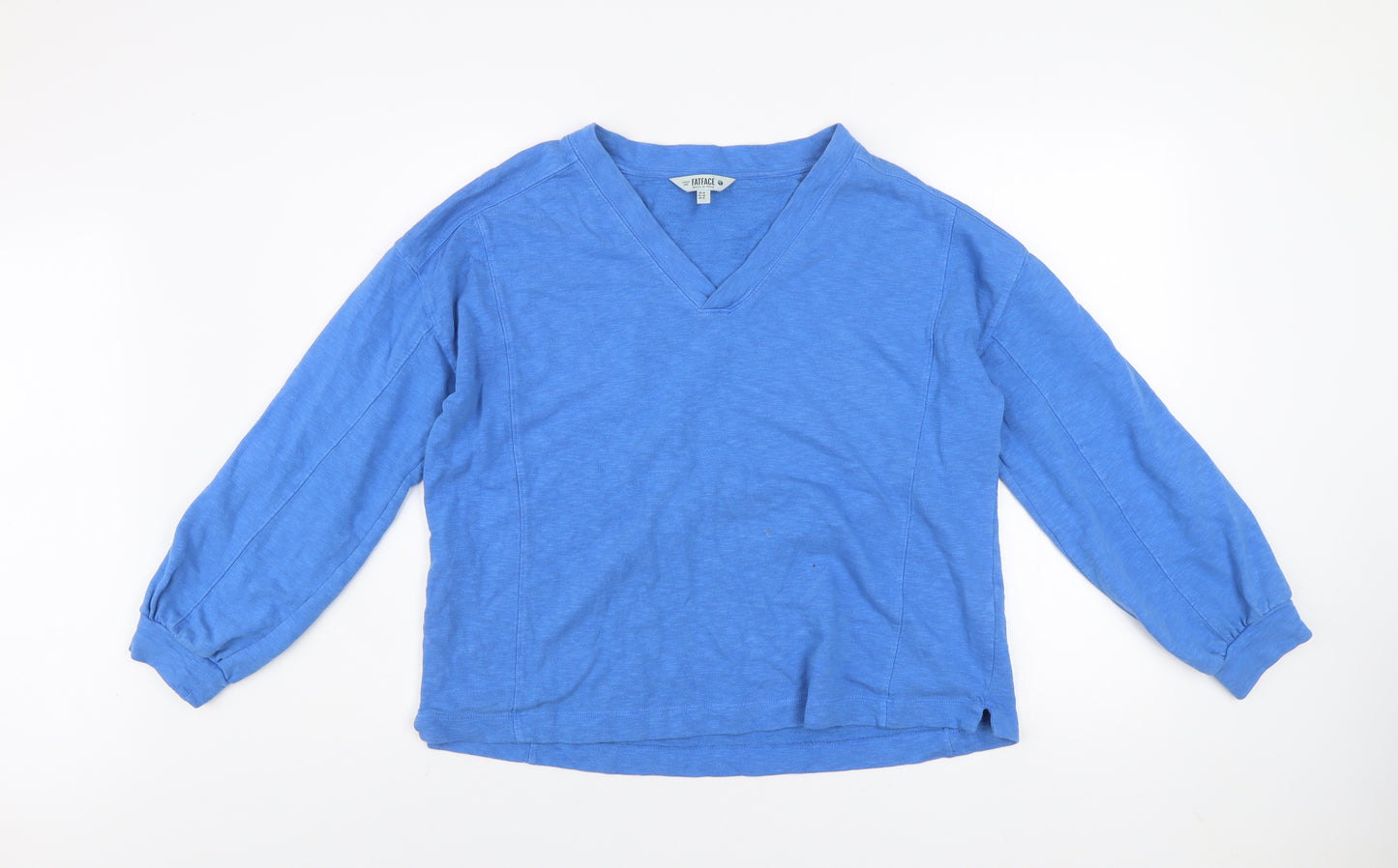 FatFace Womens Blue V-Neck Long Sleeve Cotton Pullover UK 14