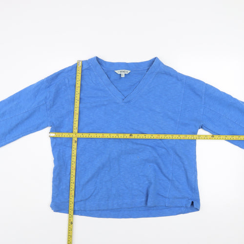 FatFace Womens Blue V-Neck Long Sleeve Cotton Pullover UK 14