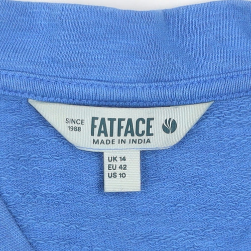FatFace Womens Blue V-Neck Long Sleeve Cotton Pullover UK 14