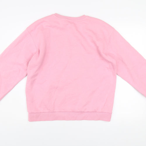 Threadbare Womens Pink Bow Graphic Pullover Sweatshirt UK 12