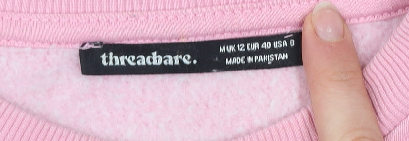 Threadbare Womens Pink Bow Graphic Pullover Sweatshirt UK 12