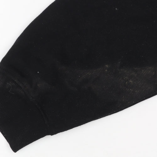 Zara Women Black Cropped Pullover Hoodie Size L Relaxed Fit