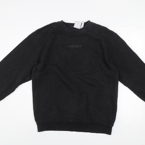Adidas Men's Black Crew Neck Sweatshirt Size M Cotton Blend Casual