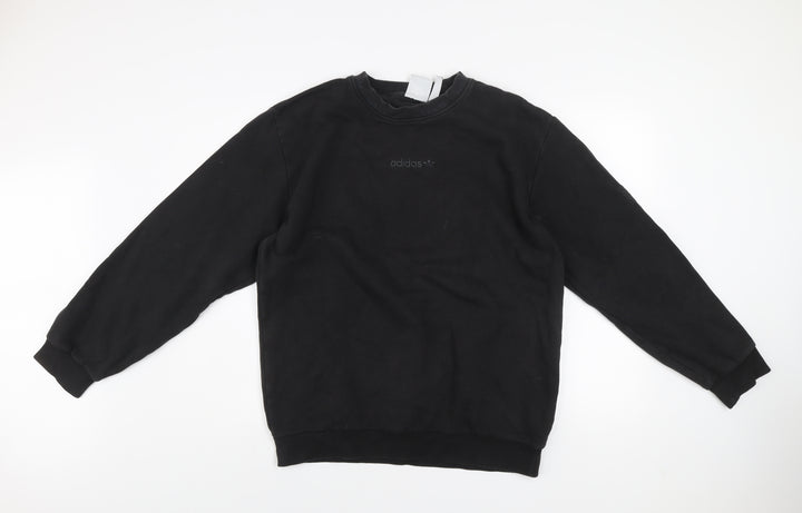 Adidas Men's Black Crew Neck Sweatshirt Size M Cotton Blend Casual