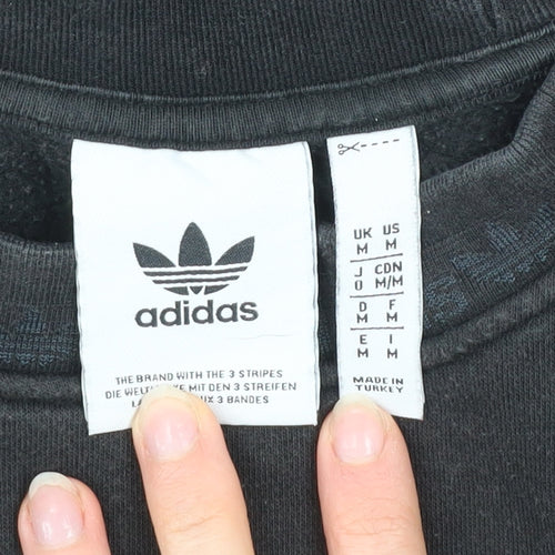 Adidas Men's Black Crew Neck Sweatshirt Size M Cotton Blend Casual