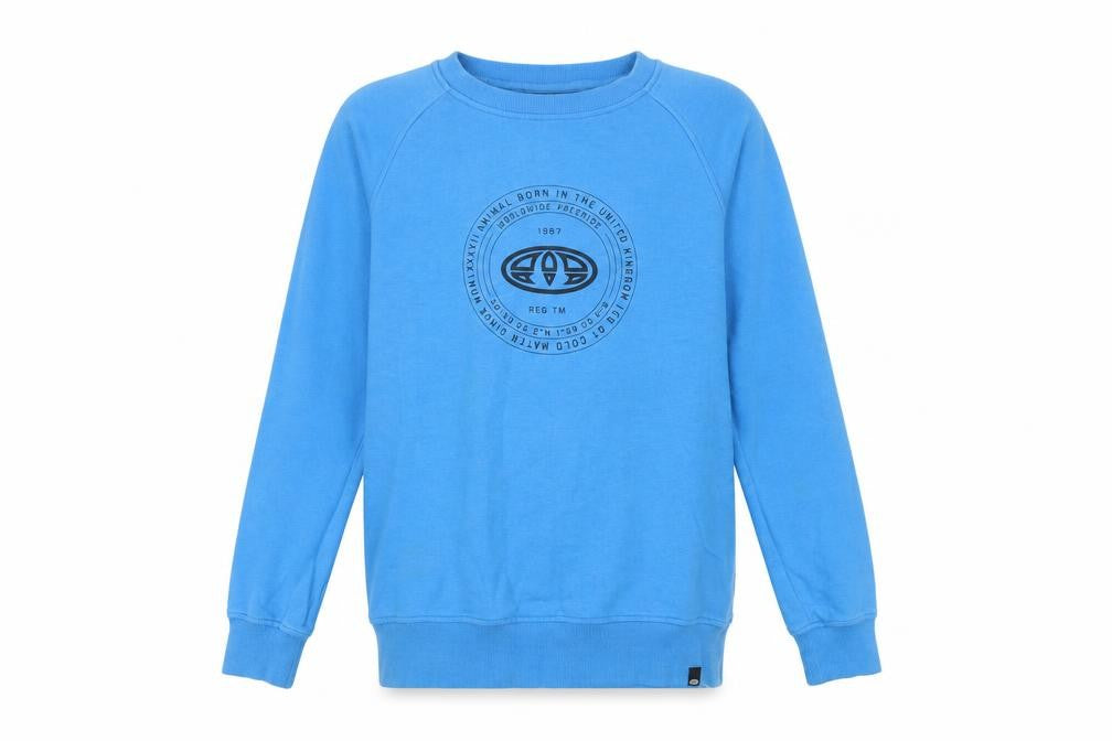 Front view of Animal boys’ blue crew neck pullover sweatshirt 13-14 years