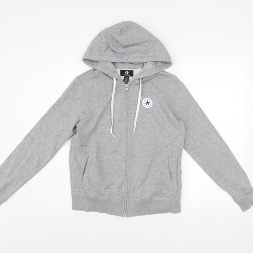 Converse Men's Grey Full Zip Hooded Track Jacket Size S