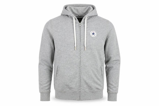 Front view of Converse Men's Grey Full Zip Hooded Track Jacket, size S
