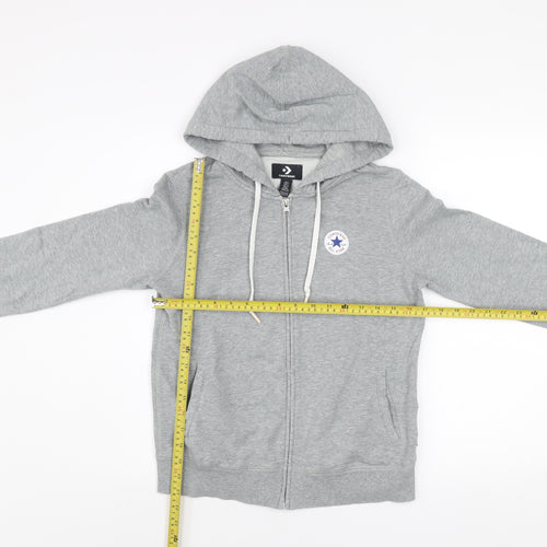 Converse Men's Grey Full Zip Hooded Track Jacket Size S