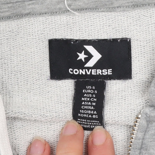 Converse Men's Grey Full Zip Hooded Track Jacket Size S