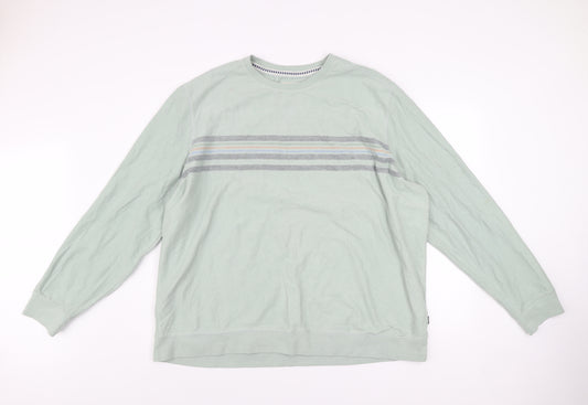 Fat Face Mens Green 3XL Striped Crew Neck Cotton Sweatshirt